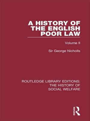 cover image of A History of the English Poor Law